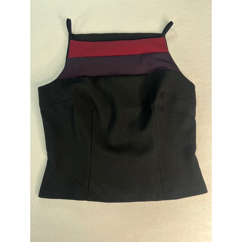 Vintage‎ My Michelle 90s Colorblock Crop Top Black Burgundy Purple Size 3/4 USA